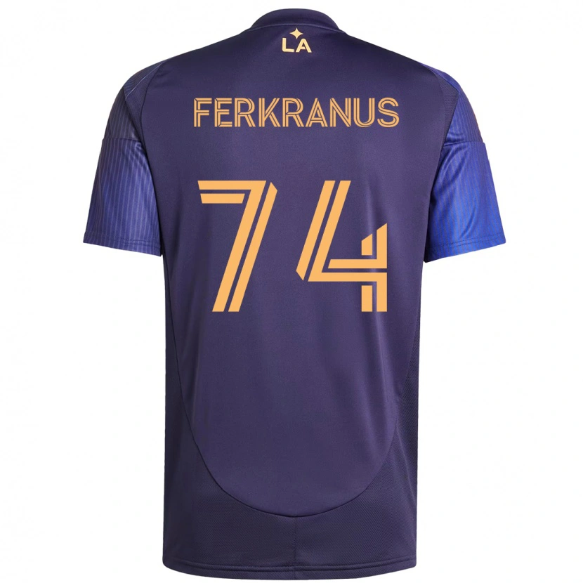 Danxen Enfant Maillot Marcus Ferkranus #74 Violet Bleu Tenues Extérieur 2025/26 T-Shirt