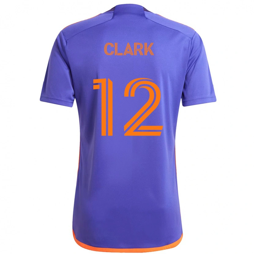 Danxen Enfant Maillot Steve Clark #12 Orange Blanc Tenues Extérieur 2025/26 T-Shirt