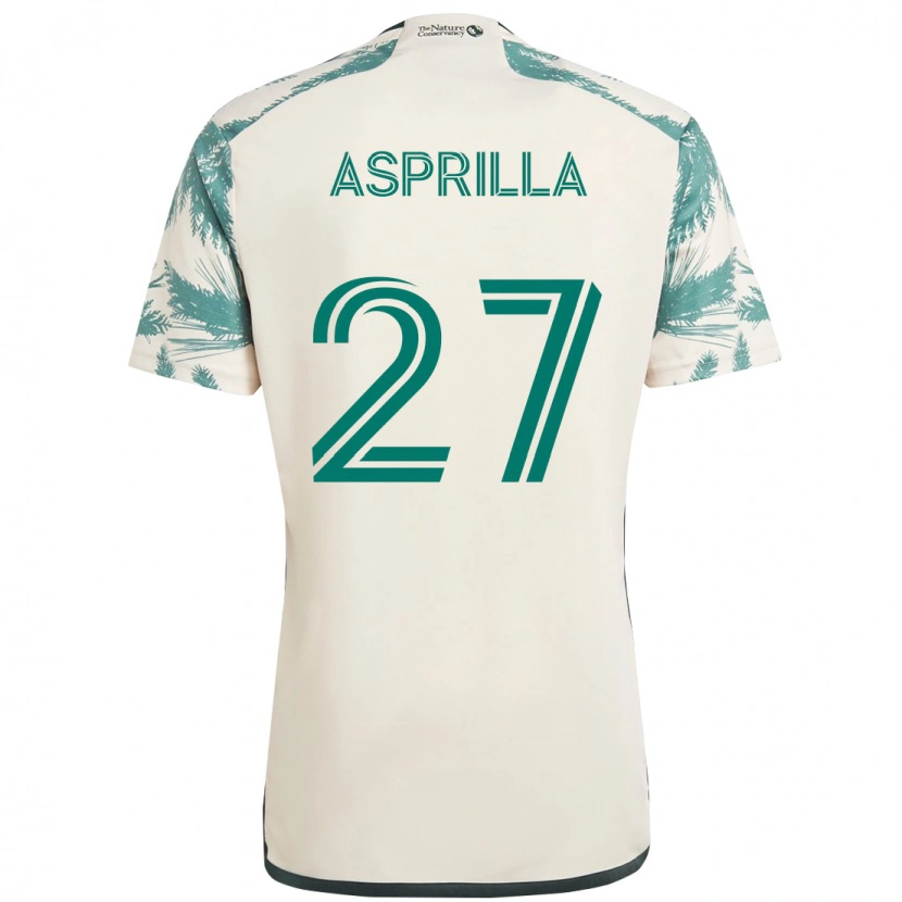 Danxen Enfant Maillot Dairon Asprilla #27 Beige Vert Tenues Extérieur 2025/26 T-Shirt