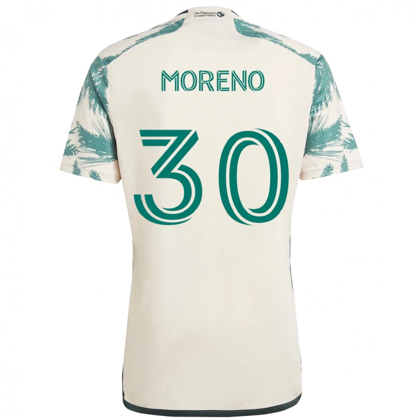 Danxen Enfant Maillot Santiago Moreno #30 Beige Vert Tenues Extérieur 2025/26 T-Shirt