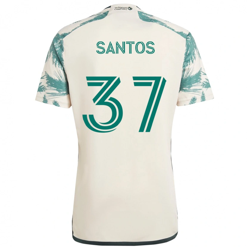 Danxen Enfant Maillot Noah Santos #37 Beige Vert Tenues Extérieur 2025/26 T-Shirt