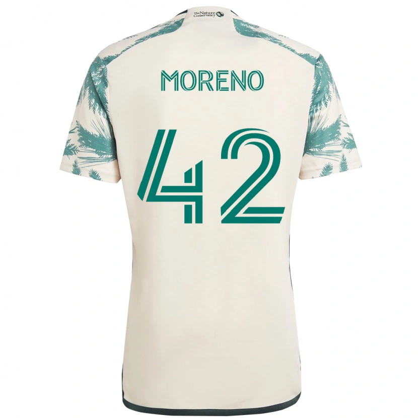 Danxen Enfant Maillot Alexis Moreno #42 Beige Vert Tenues Extérieur 2025/26 T-Shirt