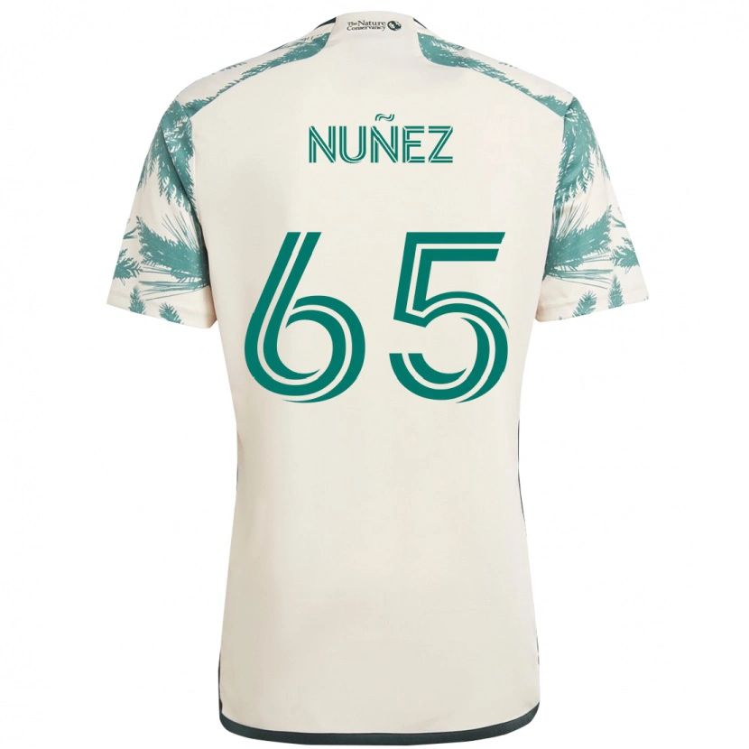Danxen Enfant Maillot Daniel Núñez #65 Beige Vert Tenues Extérieur 2025/26 T-Shirt