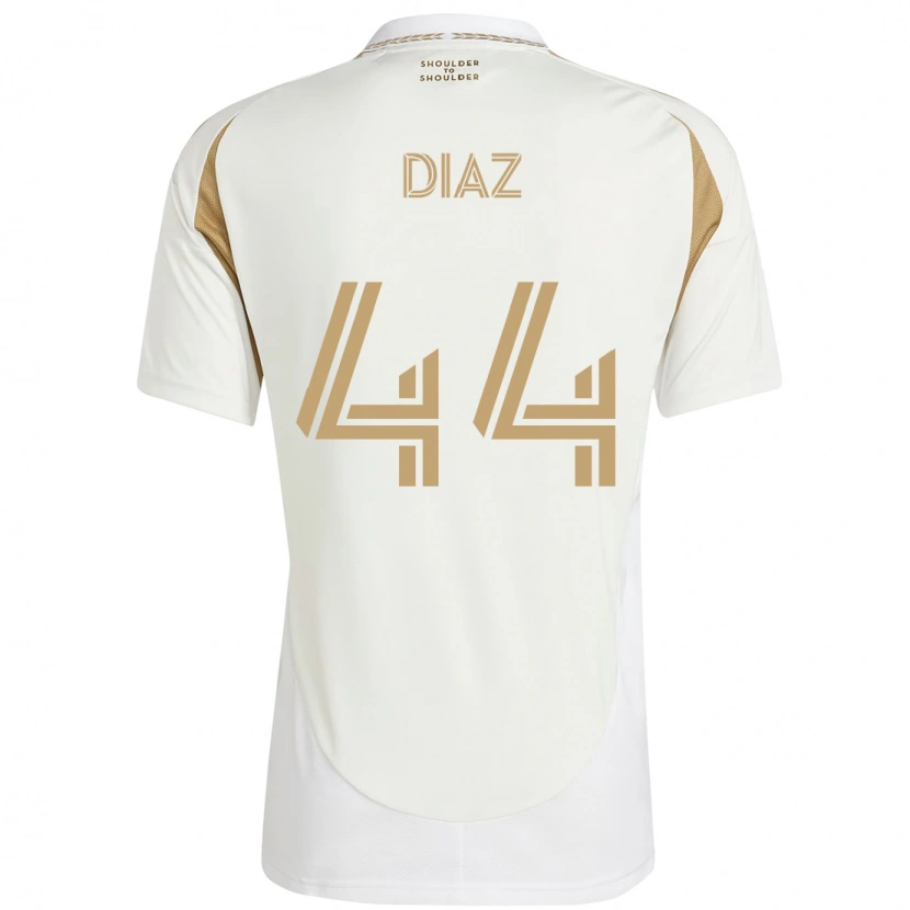 Danxen Enfant Maillot Christian Díaz #44 Blanc Marron Tenues Extérieur 2025/26 T-Shirt