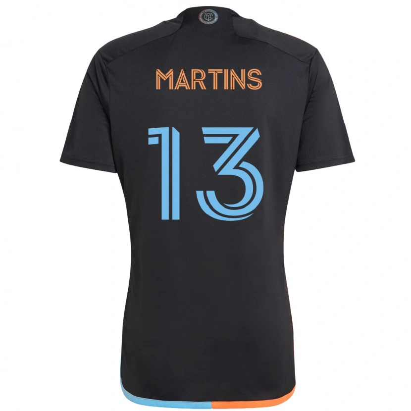 Danxen Enfant Maillot Thiago Martins #13 Noir Bleu Orange Tenues Extérieur 2025/26 T-Shirt