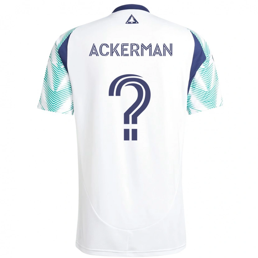 Danxen Enfant Maillot Eli Ackerman #0 Blanc Bleu Tenues Extérieur 2025/26 T-Shirt