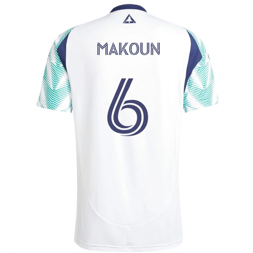 Danxen Enfant Maillot Christian Makoun #6 Blanc Bleu Tenues Extérieur 2025/26 T-Shirt