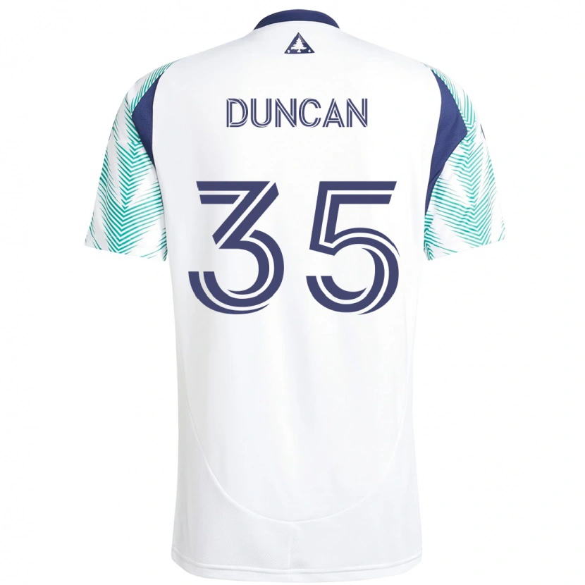 Danxen Enfant Maillot Nakye Greenidge-Duncan #35 Blanc Bleu Tenues Extérieur 2025/26 T-Shirt