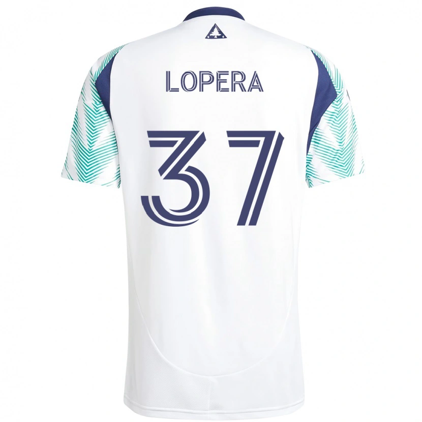 Danxen Enfant Maillot Steban Lopera #37 Blanc Bleu Tenues Extérieur 2025/26 T-Shirt