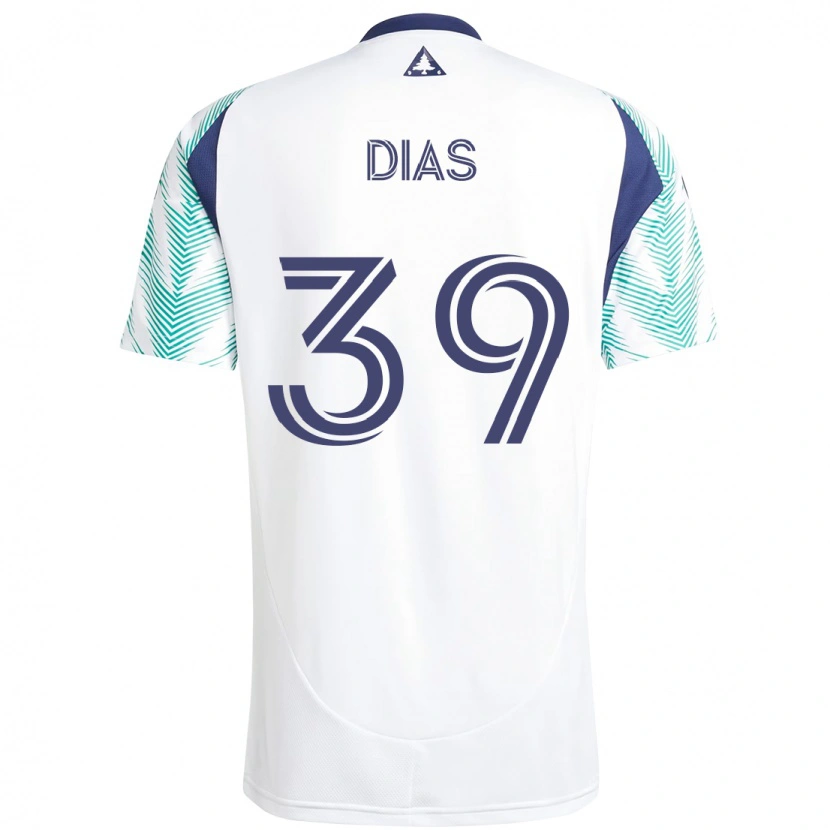 Danxen Enfant Maillot Marcos Dias #39 Blanc Bleu Tenues Extérieur 2025/26 T-Shirt