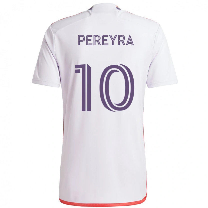 Danxen Enfant Maillot Mauricio Pereyra #10 Blanc Violet Tenues Extérieur 2025/26 T-Shirt