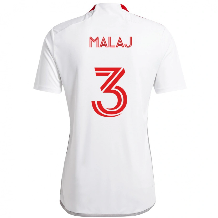 Danxen Enfant Maillot Albert Malaj #3 Rouge Blanc Tenues Extérieur 2025/26 T-Shirt
