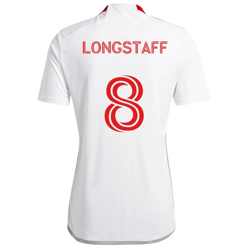 Danxen Enfant Maillot Matty Longstaff #8 Rouge Blanc Tenues Extérieur 2025/26 T-Shirt