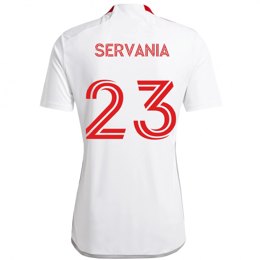 Danxen Enfant Maillot Brandon Servania #23 Blanc Rouge Tenues Extérieur 2025/26 T-Shirt
