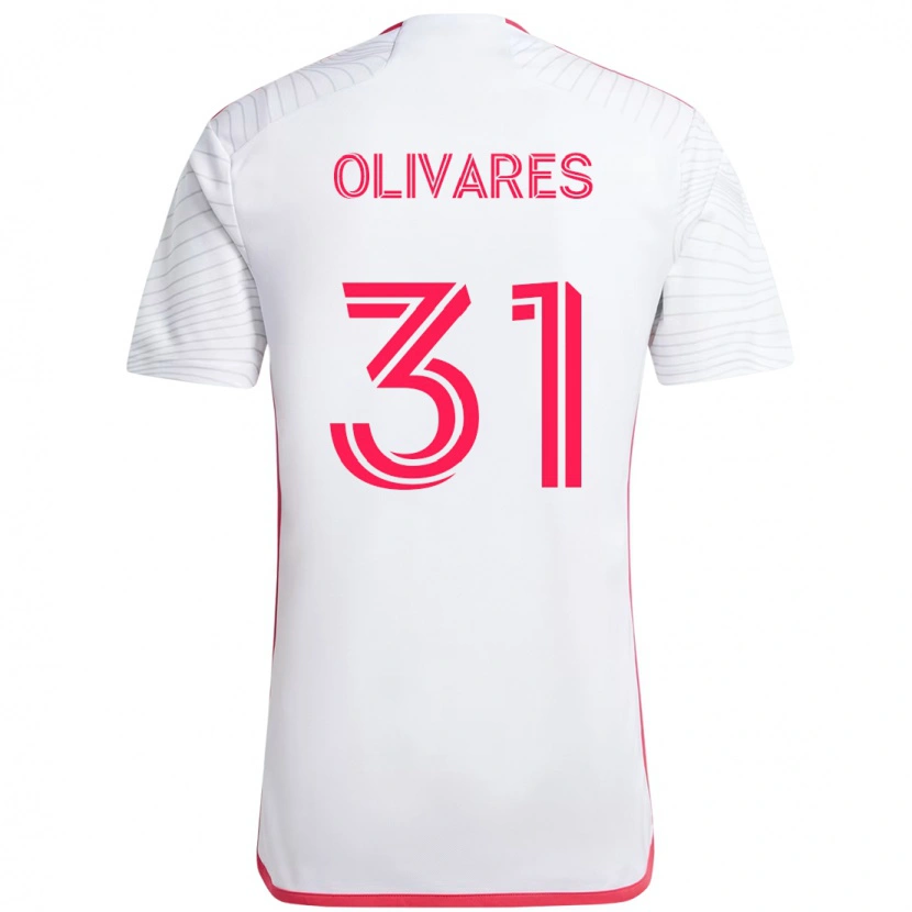 Danxen Enfant Maillot Christian Olivares #31 Blanc Magenta Tenues Extérieur 2025/26 T-Shirt