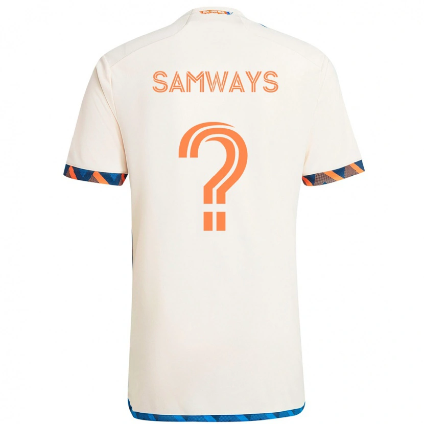 Danxen Enfant Maillot Nicholas Samways #0 Blanc Bleu Orange Tenues Extérieur 2025/26 T-Shirt