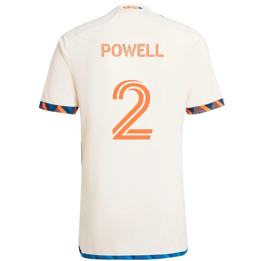 Danxen Enfant Maillot Alvas Powell #2 Blanc Bleu Orange Tenues Extérieur 2025/26 T-Shirt