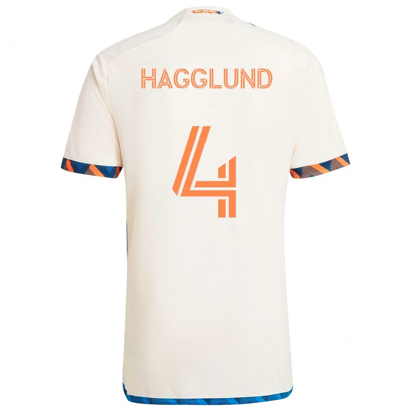 Danxen Enfant Maillot Nick Hagglund #4 Blanc Bleu Orange Tenues Extérieur 2025/26 T-Shirt