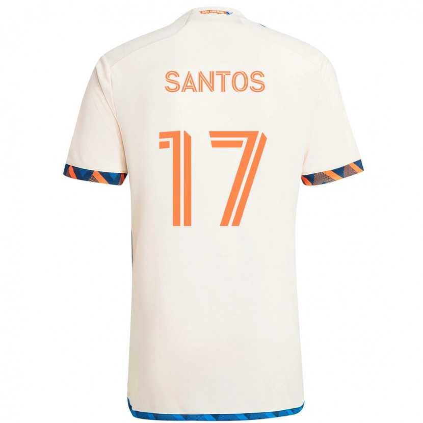 Danxen Enfant Maillot Sergio Santos #17 Bleu Foncé Orange Tenues Extérieur 2025/26 T-Shirt