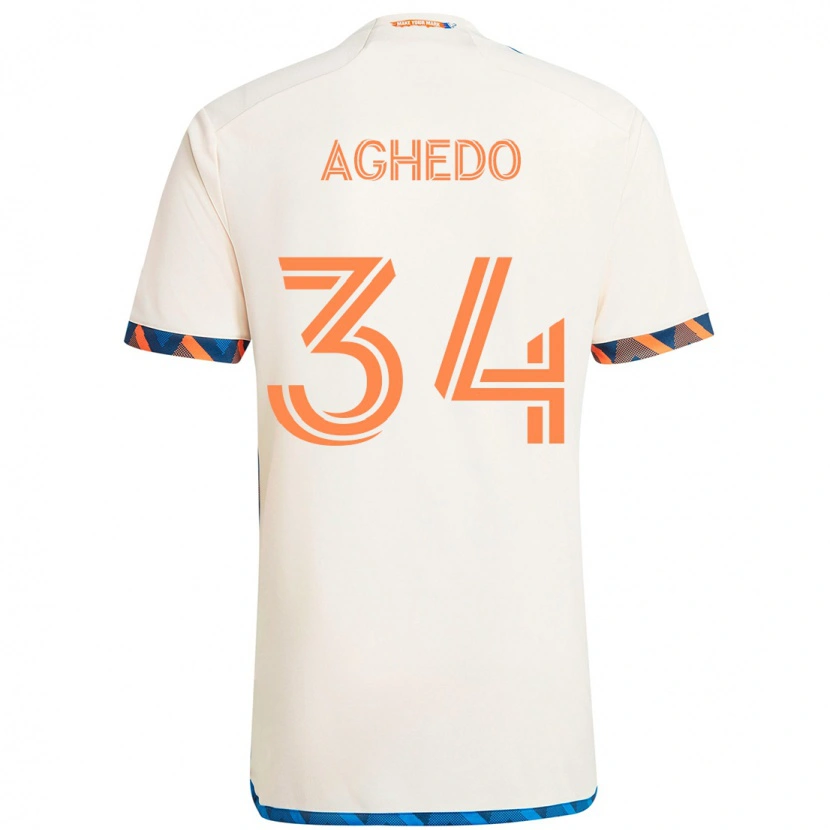 Danxen Enfant Maillot London Aghedo #34 Bleu Foncé Orange Tenues Extérieur 2025/26 T-Shirt