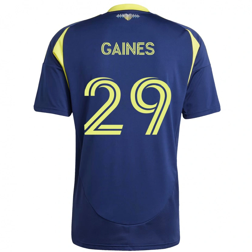 Danxen Enfant Maillot Julian Gaines #29 Bleu Marine Jaune Tenues Extérieur 2025/26 T-Shirt