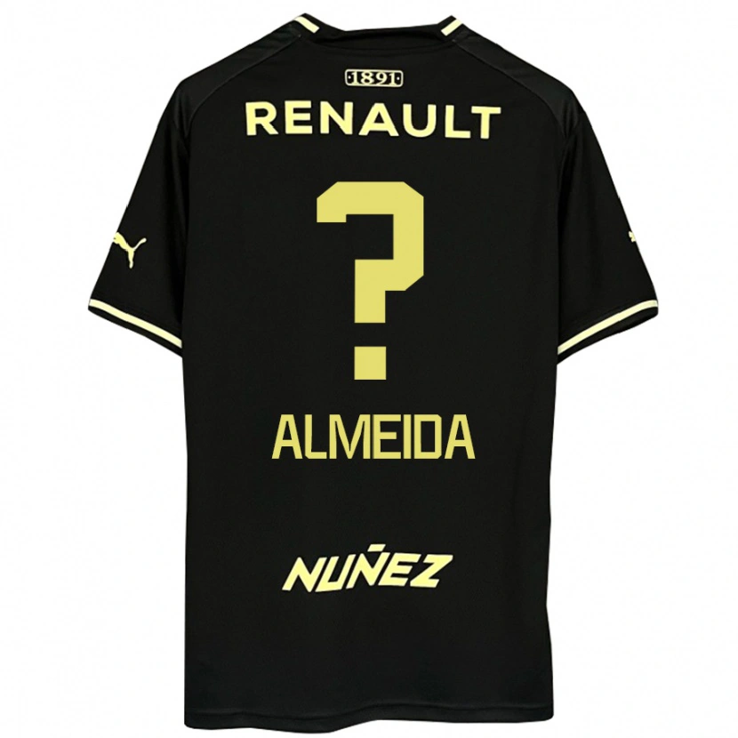 Danxen Enfant Maillot Martín Almeida #0 Jaune Noir Tenues Extérieur 2025/26 T-Shirt