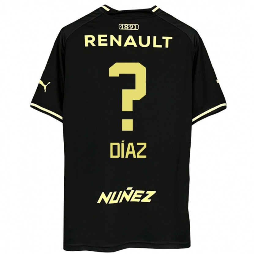 Danxen Enfant Maillot Santiago Díaz #0 Noir Jaune Tenues Extérieur 2025/26 T-Shirt