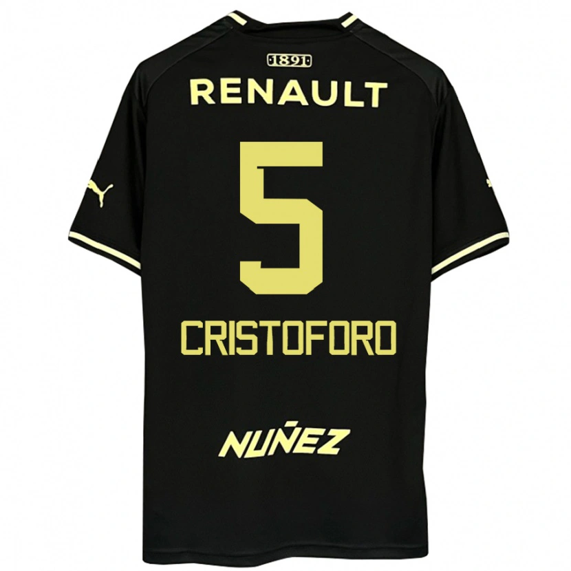 Danxen Enfant Maillot Sebastián Cristóforo #5 Noir Jaune Tenues Extérieur 2025/26 T-Shirt