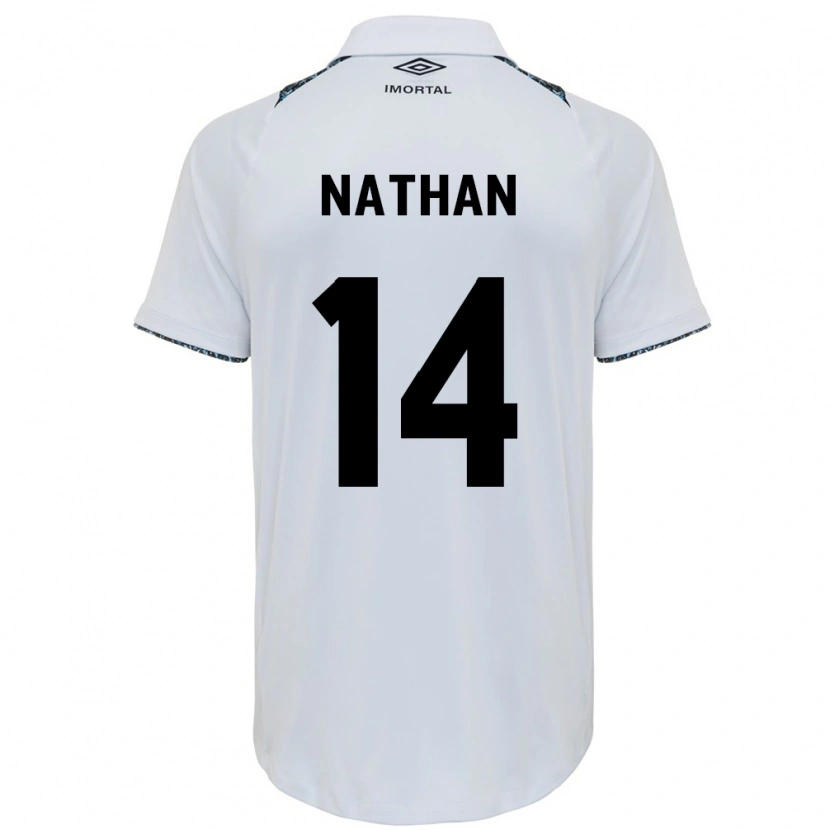 Danxen Enfant Maillot Nathan #14 Blanc Bleu Tenues Extérieur 2025/26 T-Shirt