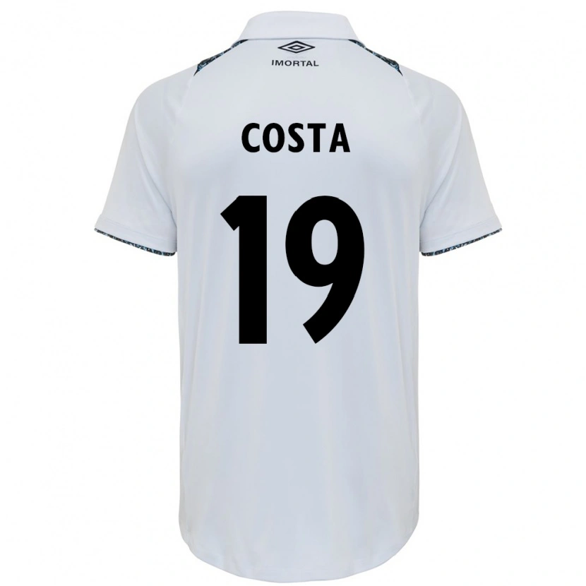 Danxen Enfant Maillot Diego Costa #19 Blanc Bleu Tenues Extérieur 2025/26 T-Shirt