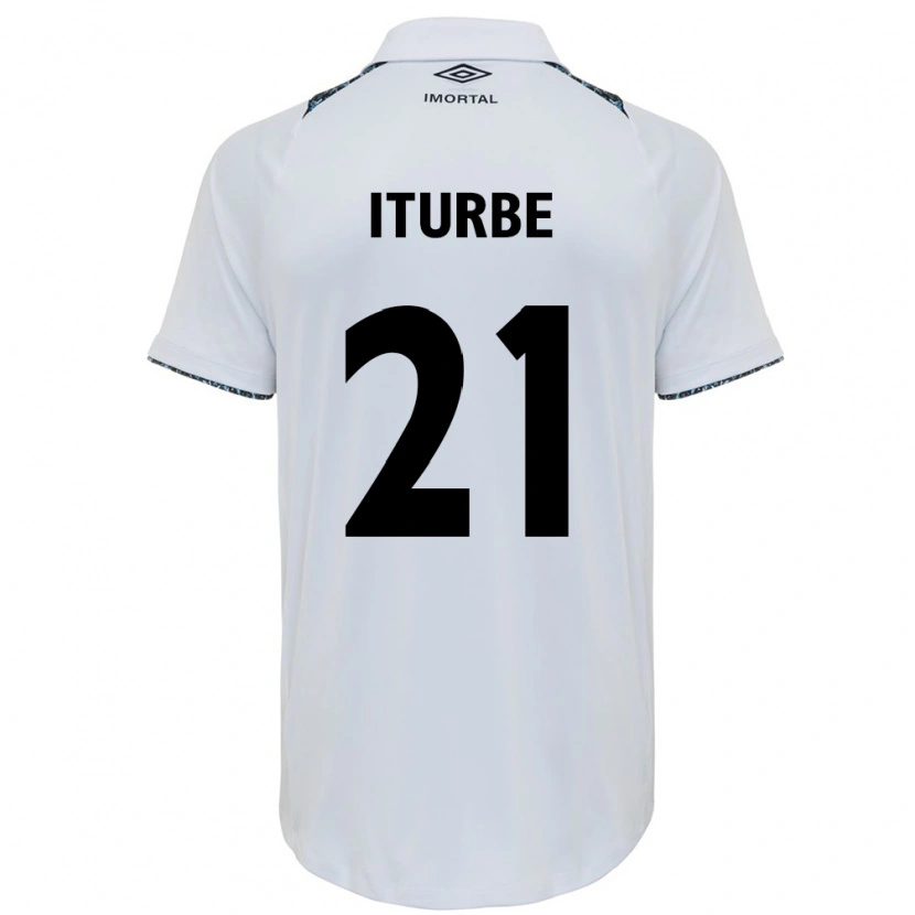Danxen Enfant Maillot Juan Iturbe #21 Blanc Bleu Tenues Extérieur 2025/26 T-Shirt