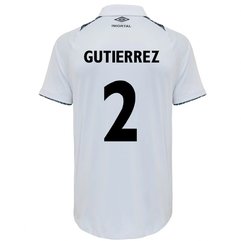 Danxen Enfant Maillot Nairelis Gutiérrez #2 Blanc Bleu Tenues Extérieur 2025/26 T-Shirt