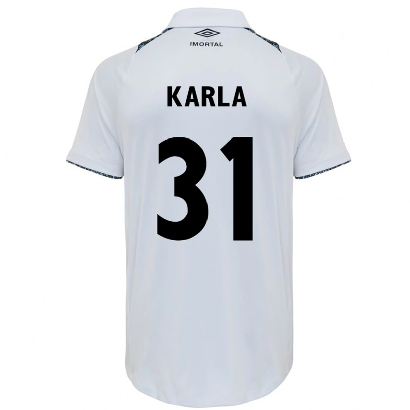 Danxen Enfant Maillot Emmily Karla #31 Blanc Bleu Tenues Extérieur 2025/26 T-Shirt