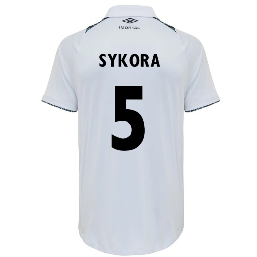 Danxen Enfant Maillot Stacy Denise Sykora #5 Blanc Bleu Tenues Extérieur 2025/26 T-Shirt