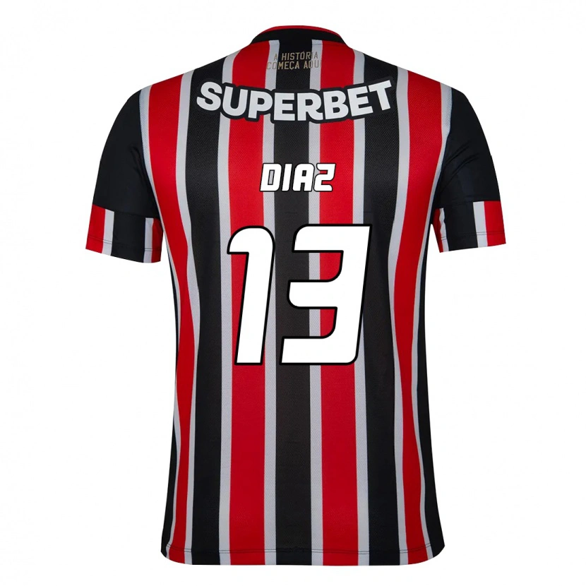 Danxen Enfant Maillot Enzo Díaz #13 Noir Rouge Tenues Extérieur 2025/26 T-Shirt