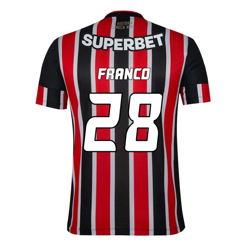 Danxen Enfant Maillot Alan Franco #28 Noir Rouge Tenues Extérieur 2025/26 T-Shirt