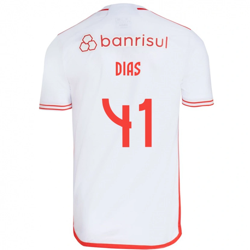 Danxen Enfant Maillot Matheus Dias #41 Blanc Rouge Tenues Extérieur 2025/26 T-Shirt