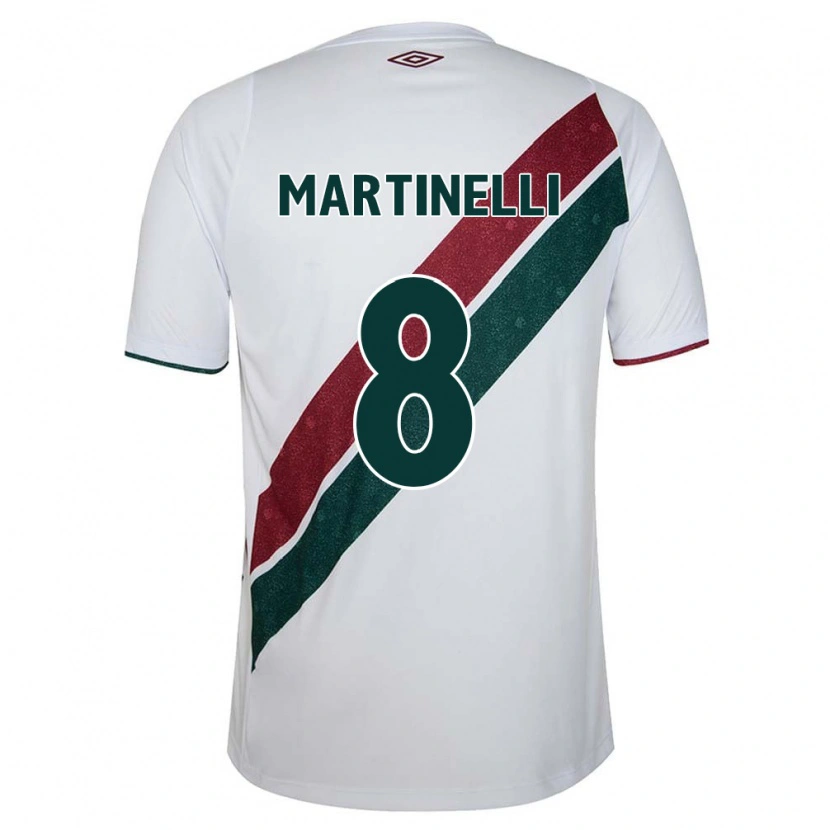 Danxen Enfant Maillot Martinelli #8 Vert Bordeaux Blanc Tenues Extérieur 2025/26 T-Shirt