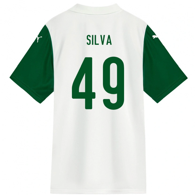 Danxen Enfant Maillot Gabriel Silva #49 Blanc Vert Tenues Extérieur 2025/26 T-Shirt
