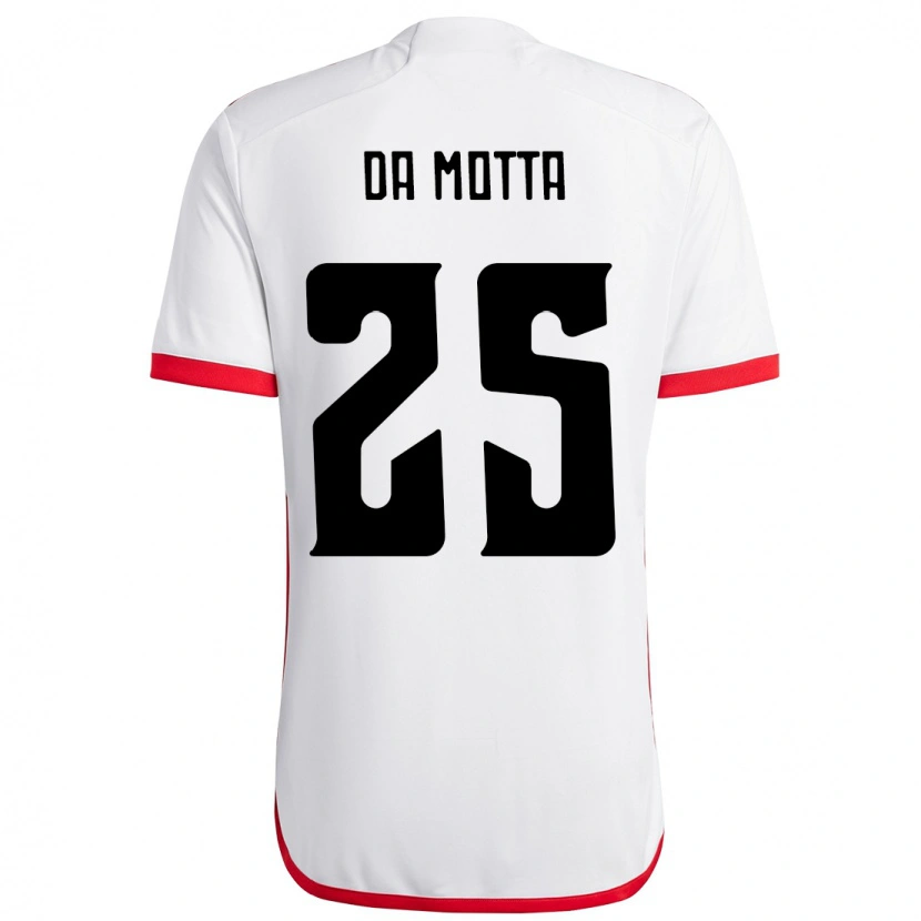 Danxen Enfant Maillot Piris Da Motta #25 Blanc Rouge Tenues Extérieur 2025/26 T-Shirt