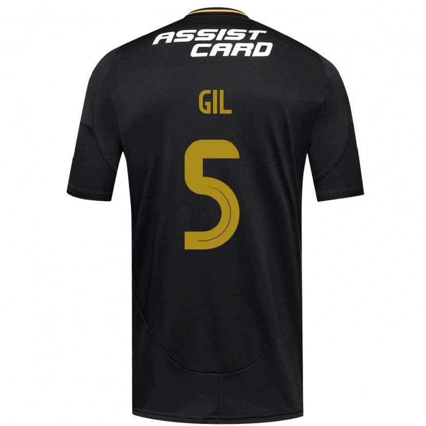 Danxen Enfant Maillot Leonardo Gil #5 Noir Blanc Jaune Tenues Extérieur 2025/26 T-Shirt