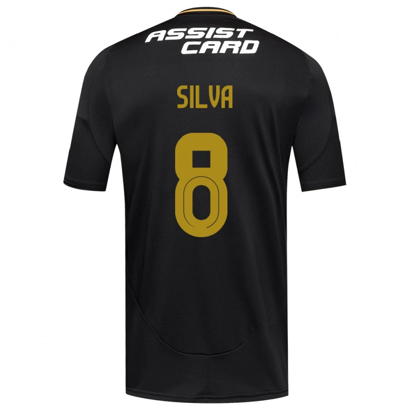 Danxen Enfant Maillot Bastián Silva #8 Noir Blanc Jaune Tenues Extérieur 2025/26 T-Shirt