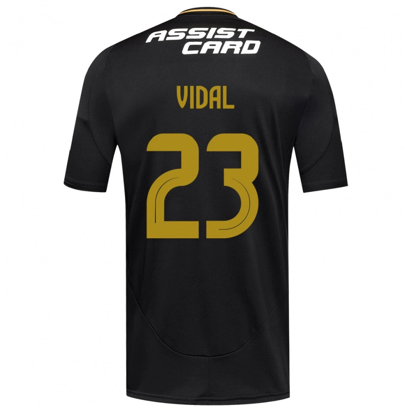 Danxen Enfant Maillot Arturo Vidal #23 Noir Blanc Jaune Tenues Extérieur 2025/26 T-Shirt