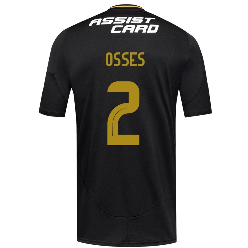 Danxen Enfant Maillot Martina Osses #2 Noir Blanc Jaune Tenues Extérieur 2025/26 T-Shirt