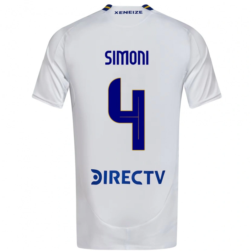 Danxen Enfant Maillot Tiago Simoni #4 Blanc Bleu Tenues Extérieur 2025/26 T-Shirt