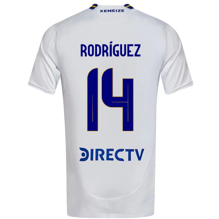 Danxen Enfant Maillot Isaías Rodríguez #14 Blanc Bleu Tenues Extérieur 2025/26 T-Shirt