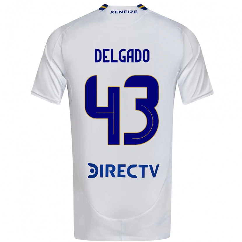Danxen Enfant Maillot Milton Delgado #43 Blanc Bleu Tenues Extérieur 2025/26 T-Shirt