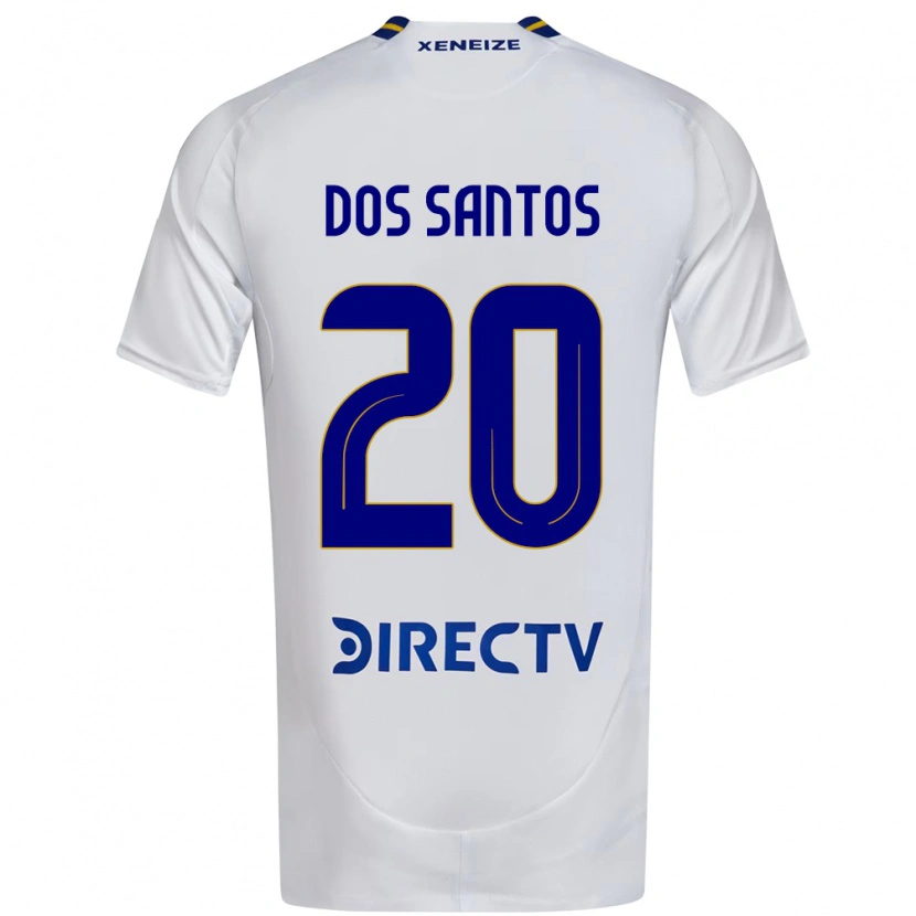 Danxen Enfant Maillot Celeste Dos Santos #20 Blanc Bleu Tenues Extérieur 2025/26 T-Shirt