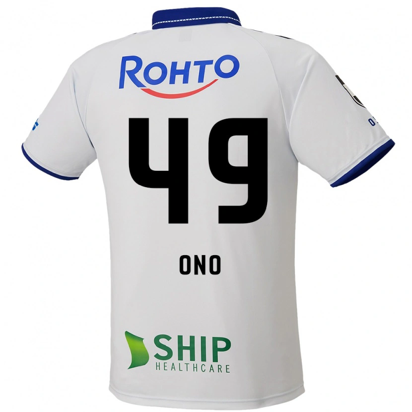Danxen Enfant Maillot Shinri Ono #49 Blanc Bleu Noir Tenues Extérieur 2025/26 T-Shirt