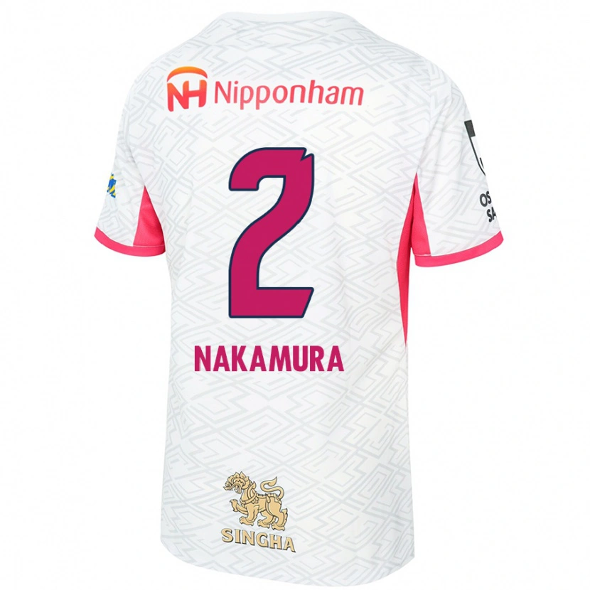 Danxen Enfant Maillot Takumi Nakamura #2 Blanc Rose Sakura Tenues Extérieur 2025/26 T-Shirt